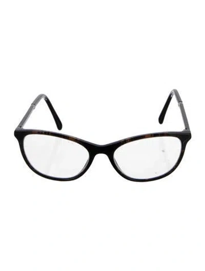 Pre-owned Chanel Faux Pearl Accents Cat-eye Eyeglasses In Brown