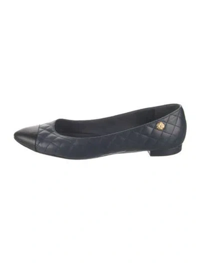 Pre-owned Chanel Faux Pearl Accents Leather Ballet Flats In Multi
