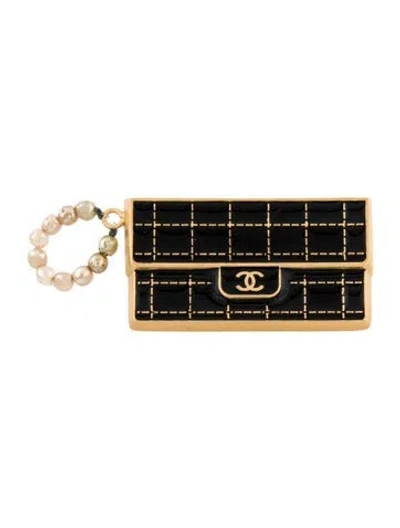 Pre-owned Chanel Faux Pearl & Enamel Purse Brooch In Multi