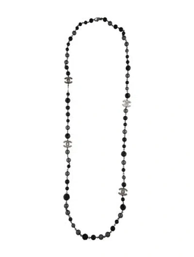 Pre-owned Chanel Faux Pearl & Resin Cc Station Necklace, 45" In Multi