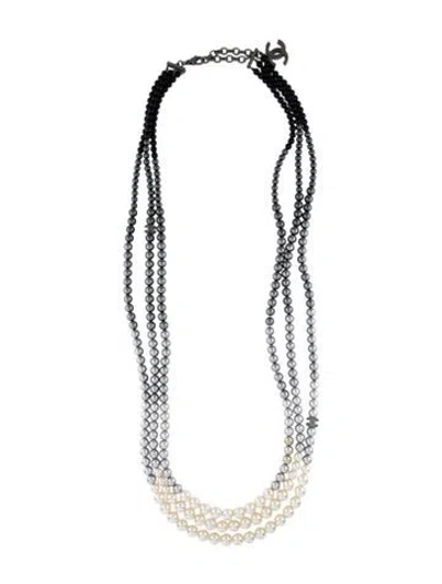 Pre-owned Chanel Faux Pearl Cc Multi Stands Necklace, 41.25"
