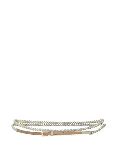 Pre-owned Chanel Faux Pearl Cc Slider Belt In Neutrals