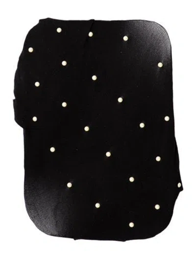 Pre-owned Chanel Faux Pearl Embellished Tights In Black