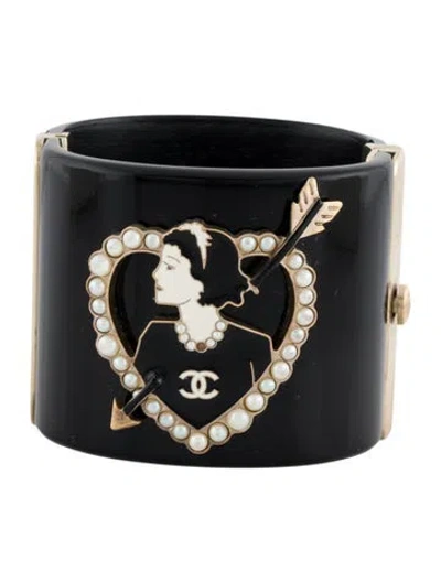 Pre-owned Chanel Faux Pearl, Resin & Enamel Bangle, 7.25" In Multi