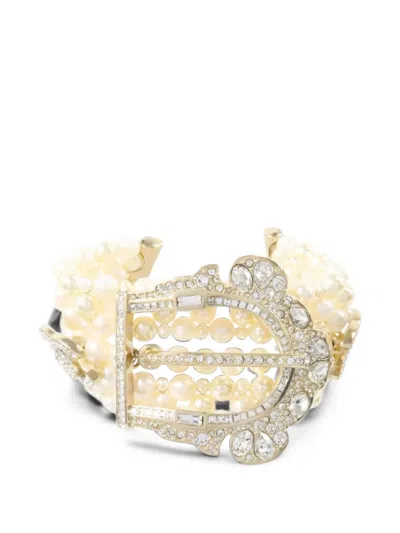 Pre-owned Chanel Faux-pearl Bracelet In Gold