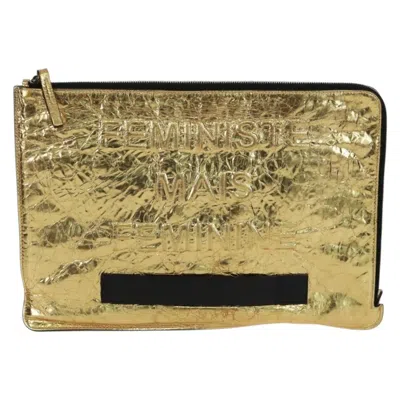 Pre-owned Chanel Feminine Pouch Crinkled Leather Gold Leather Clutche & Pouche Bag ()