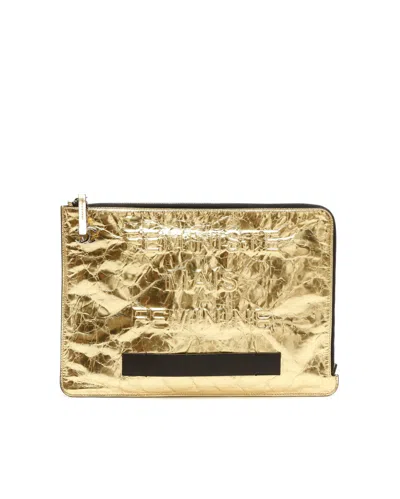 Pre-owned Chanel Feministe Mais Feminine Clutch Bag In Gold