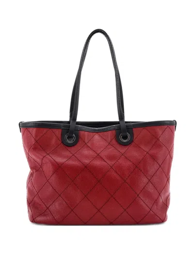 Pre-owned Chanel Fever Quilted Caviar Medium Tote Bag In Black