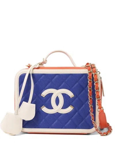 Pre-owned Chanel Filigree Cc Tote Bag In Blue