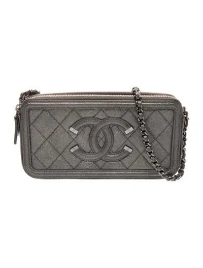 Pre-owned Chanel Filigree Clutch W/ Chain