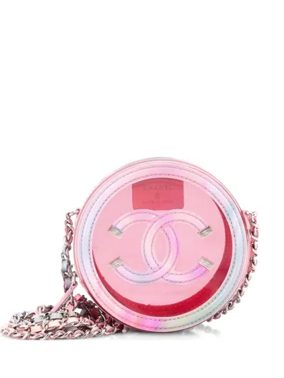 Pre-owned Chanel Filigree Round Clutch With Chain Pvc With Lambskin Mini Crossbody Bag In Multi