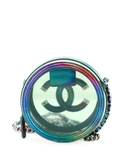 Pre-owned Chanel Filigree Round Clutch With Chain Pvc With Lambskin Mini Crossbody Bag In Multicolour