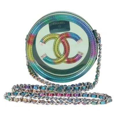 Pre-owned Chanel Filigree Round Clutch With Chain Vinyl Synthetic Bag () In Multi