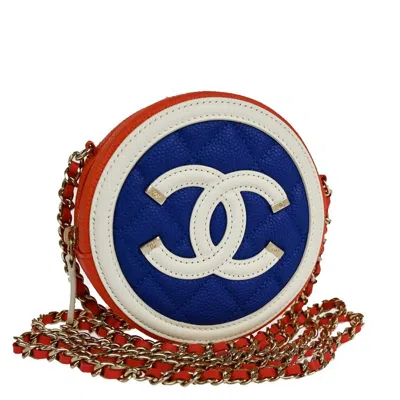 Pre-owned Chanel Filigree Round Coin Purse Quilted Caviar Leather Shoulder Bag Bag () In Multi