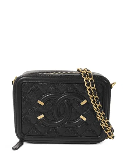 Pre-owned Chanel Filigree Shoulder Bag In Black