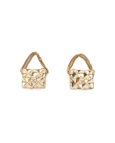 Pre-owned Chanel Flap Bag Clip-on Earrings In Gold
