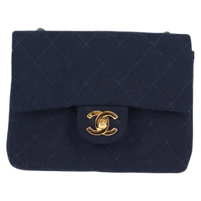 Pre-owned Chanel Flap Bag Cotton Shoulder Bag () In Blue