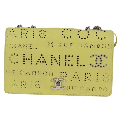 Pre-owned Chanel Flap Bag Leather Shoulder Bag () In Yellow