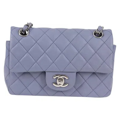 Pre-owned Chanel Flap Bag Purple Leather Shoulder Bag ()