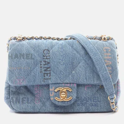 Pre-owned Chanel Flap Blue Denim Shoulder Bag