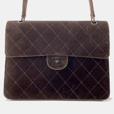 Pre-owned Chanel Matelasse Shoulder Back Brown Velour