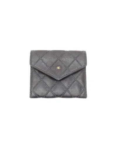 Pre-owned Chanel Flap Card Holder In Black