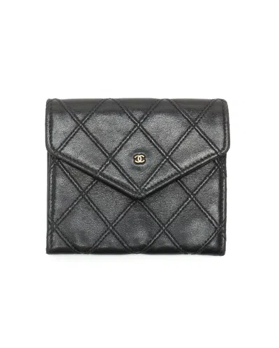 Pre-owned Chanel Flap Card Holder In Black