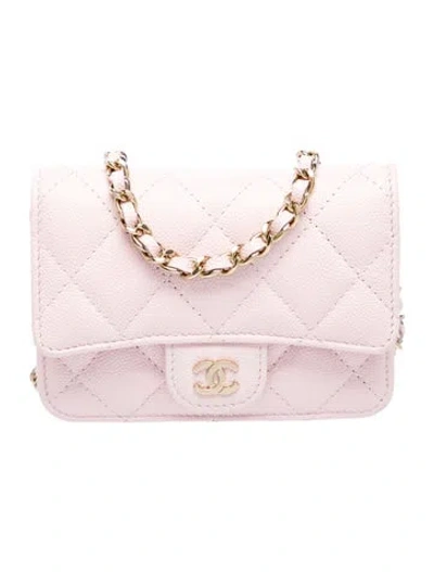 Pre-owned Chanel Flap Card Holder On Chain In Pink