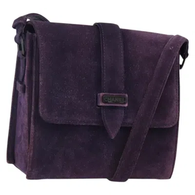 Pre-owned Chanel Flap Clutch Shearling Suede Bag () In Purple