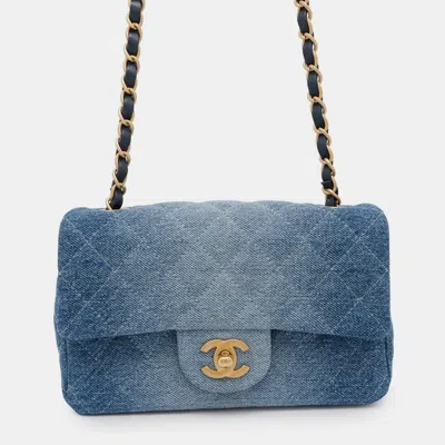 Pre-owned Chanel Flap Gradient Denim Blue Shoulder Bags