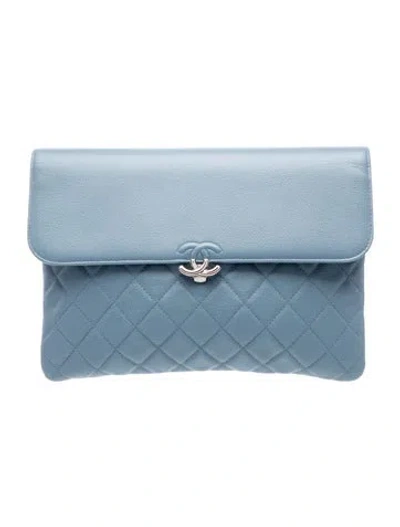 Pre-owned Chanel Flap O-case In Blue