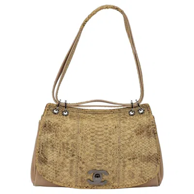 Pre-owned Chanel Flap Shoulder Bag Python In Brown