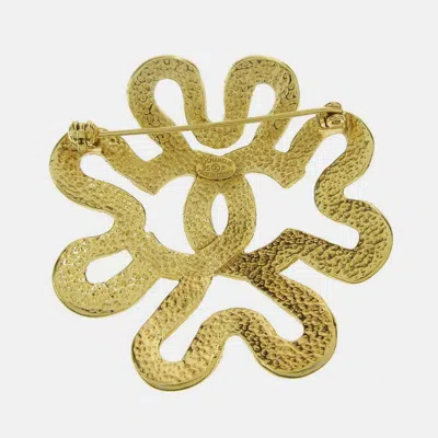 Pre-owned Chanel Flower Brooch Pin Gold