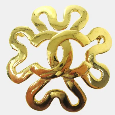 Pre-owned Chanel Flower Brooch Pin Gold