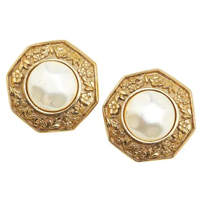 Pre-owned Chanel Flower Motif Earrings Gold Plated