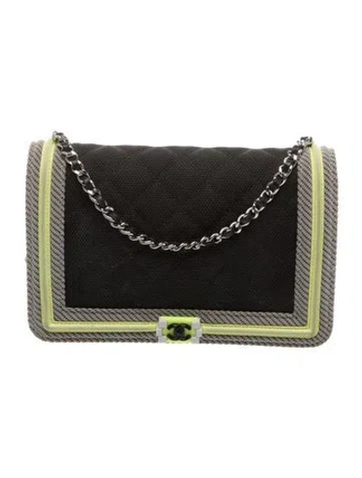 Pre-owned Chanel Fluo Boy Wallet On Chain In Black