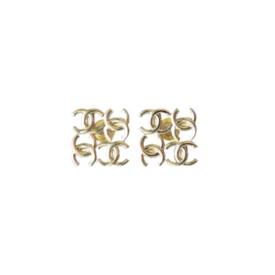 Pre-owned Chanel Four Cc Logo Stud Earrings Gold