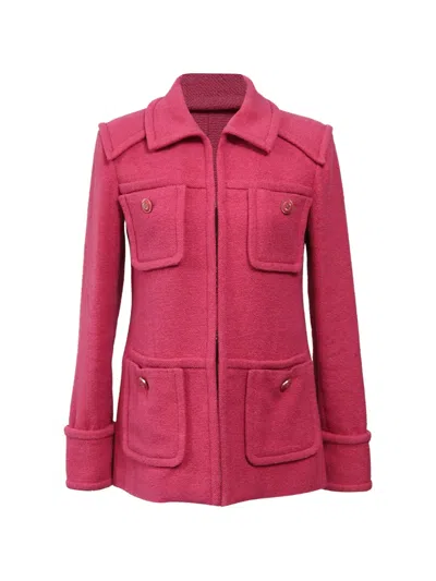 Pre-owned Chanel Four-pocket Tweed Jacket In Pink