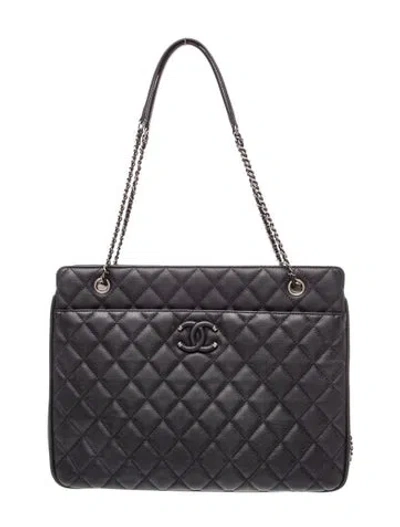 Pre-owned Chanel Frame In Chain Tote In Black
