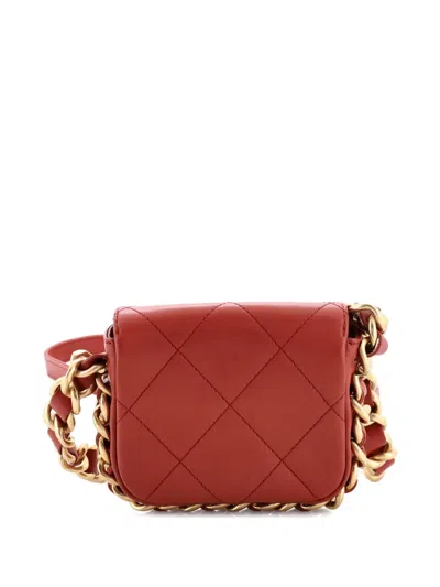 Pre-owned Chanel Framing Chain Flap Bag Quilted Calfskin Mini Crossbody Bag In Brown