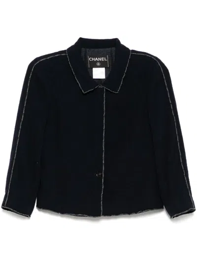 Pre-owned Chanel Frayed Jacket In Blue