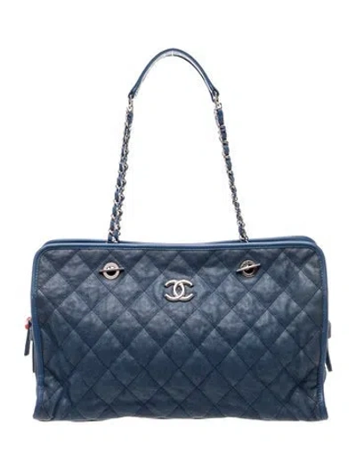 Pre-owned Chanel French Riviera Tote In Blue
