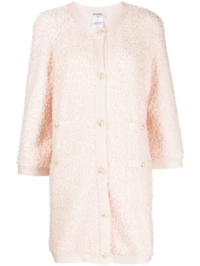 Pre-owned Chanel Frilled Round-neck Jacket In Pink