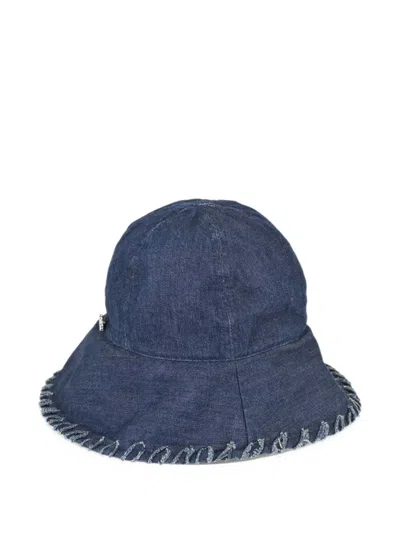 Pre-owned Chanel Fringe-trim Denim Hat In Blue