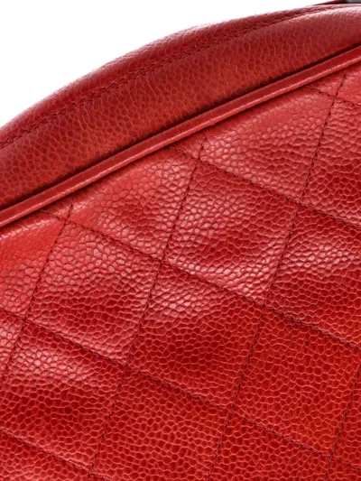Pre-owned Chanel Front Pocket Camera Bag Quilted Caviar Small Shoulder Bag In Red