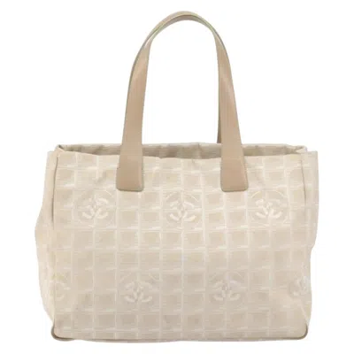 Pre-owned Chanel Front Zip Travel Line Tote Nylon Beige Nylon Tote Bag Bag () In Sand