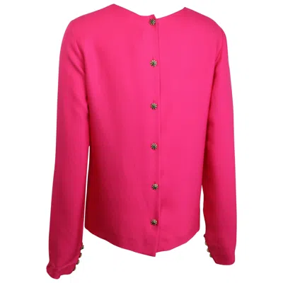 Pre-owned Chanel Fuchsia Pink Silk Shirt With Back Gripoix Buttons