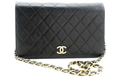 Pre-owned Chanel Full Flap Black Leather Shoulder Bag ()