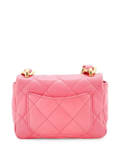 Pre-owned Chanel Funky Town Flap Bag Quilted Lambskin Mini Shoulder Bag In Pink