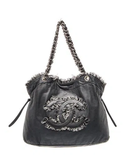 Pre-owned Chanel Funny Tweed Bon Bon Tote In Gray